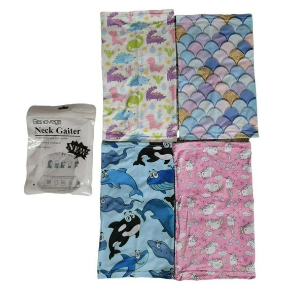Set Of 4 Genovega Kids Washable Reusable Multi-Print Face Cover Neck Gaiter OS - Picture 4 of 11